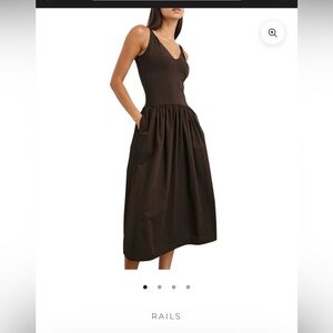 Rails Brown Pleated A-Line Midi Dress